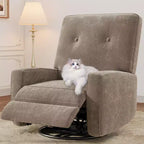Fauteuil inclinable GustoWave, Fauteuil à bascule pivotant à 360° pour adultes avec dossier et repose-pieds réglables, Fauteuil confortable en velours côtelé, Rose