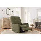 Fauteuil inclinable GustoWave, Fauteuil à bascule pivotant à 360° pour adultes avec dossier et repose-pieds réglables, Fauteuil confortable en velours côtelé, Rose