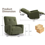 Fauteuil inclinable GustoWave, Fauteuil à bascule pivotant à 360° pour adultes avec dossier et repose-pieds réglables, Fauteuil confortable en velours côtelé, Rose