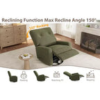 Fauteuil inclinable GustoWave, Fauteuil à bascule pivotant à 360° pour adultes avec dossier et repose-pieds réglables, Fauteuil confortable en velours côtelé, Rose