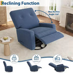 Fauteuil inclinable GustoWave, Fauteuil à bascule pivotant à 360° pour adultes avec dossier et repose-pieds réglables, Fauteuil confortable en velours côtelé, Rose