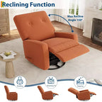 Fauteuil inclinable GustoWave, Fauteuil à bascule pivotant à 360° pour adultes avec dossier et repose-pieds réglables, Fauteuil confortable en velours côtelé, Rose
