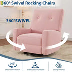 Fauteuil inclinable GustoWave, Fauteuil à bascule pivotant à 360° pour adultes avec dossier et repose-pieds réglables, Fauteuil confortable en velours côtelé, Rose