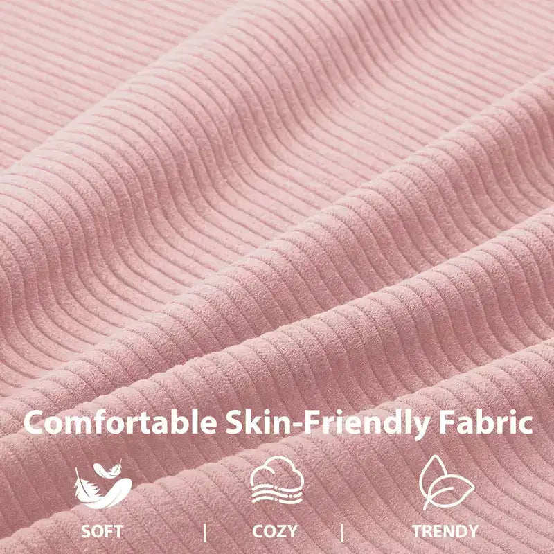 Fauteuil inclinable GustoWave, Fauteuil à bascule pivotant à 360° pour adultes avec dossier et repose-pieds réglables, Fauteuil confortable en velours côtelé, Rose