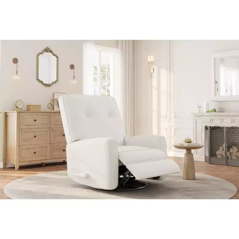 Fauteuil inclinable GustoWave, Fauteuil à bascule pivotant à 360° pour adultes avec dossier et repose-pieds réglables, Fauteuil confortable en velours côtelé, Rose