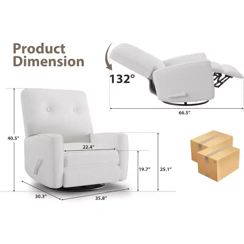 Fauteuil inclinable GustoWave, Fauteuil à bascule pivotant à 360° pour adultes avec dossier et repose-pieds réglables, Fauteuil confortable en velours côtelé, Rose