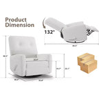 Fauteuil inclinable GustoWave, Fauteuil à bascule pivotant à 360° pour adultes avec dossier et repose-pieds réglables, Fauteuil confortable en velours côtelé, Rose