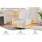 Fauteuil inclinable GustoWave, Fauteuil à bascule pivotant à 360° pour adultes avec dossier et repose-pieds réglables, Fauteuil confortable en velours côtelé, Rose