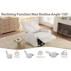 Fauteuil inclinable GustoWave, Fauteuil à bascule pivotant à 360° pour adultes avec dossier et repose-pieds réglables, Fauteuil confortable en velours côtelé, Rose