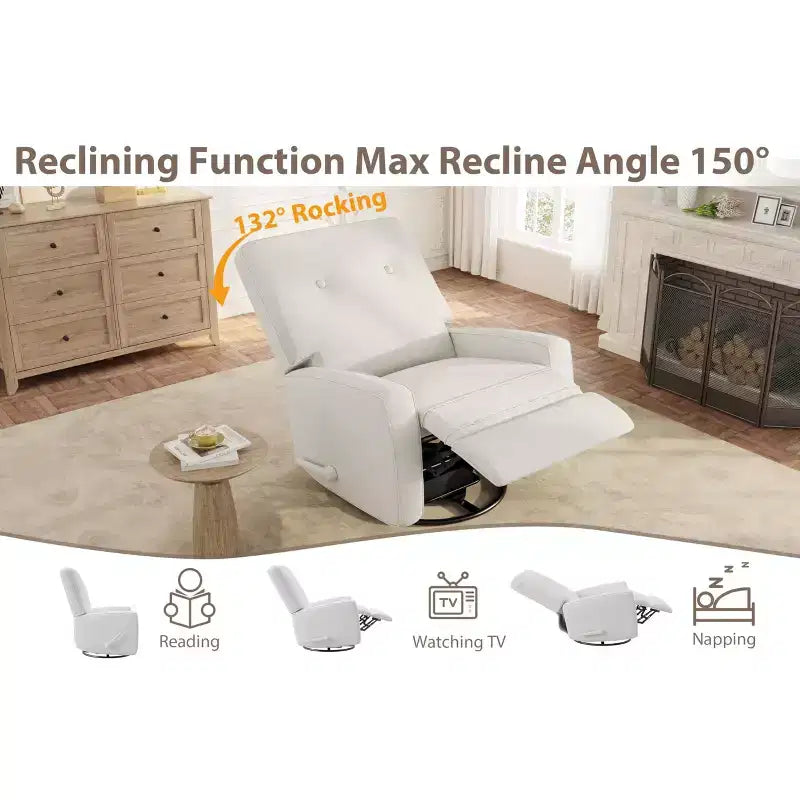 Fauteuil inclinable GustoWave, Fauteuil à bascule pivotant à 360° pour adultes avec dossier et repose-pieds réglables, Fauteuil confortable en velours côtelé, Rose