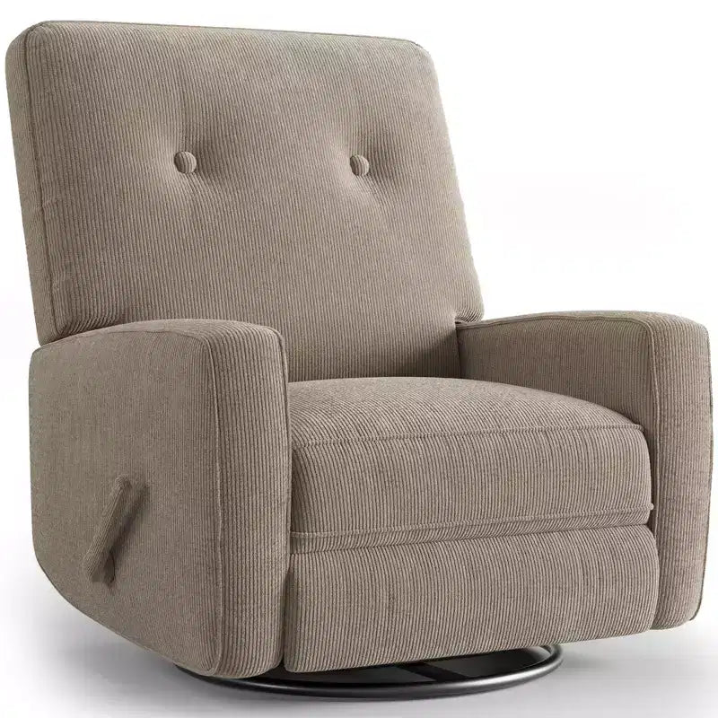 Fauteuil inclinable GustoWave, Fauteuil à bascule pivotant à 360° pour adultes avec dossier et repose-pieds réglables, Fauteuil confortable en velours côtelé, Rose