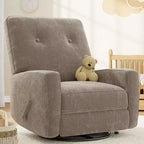 Fauteuil inclinable GustoWave, Fauteuil à bascule pivotant à 360° pour adultes avec dossier et repose-pieds réglables, Fauteuil confortable en velours côtelé, Rose