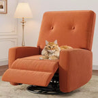 Fauteuil inclinable GustoWave, Fauteuil à bascule pivotant à 360° pour adultes avec dossier et repose-pieds réglables, Fauteuil confortable en velours côtelé, Rose