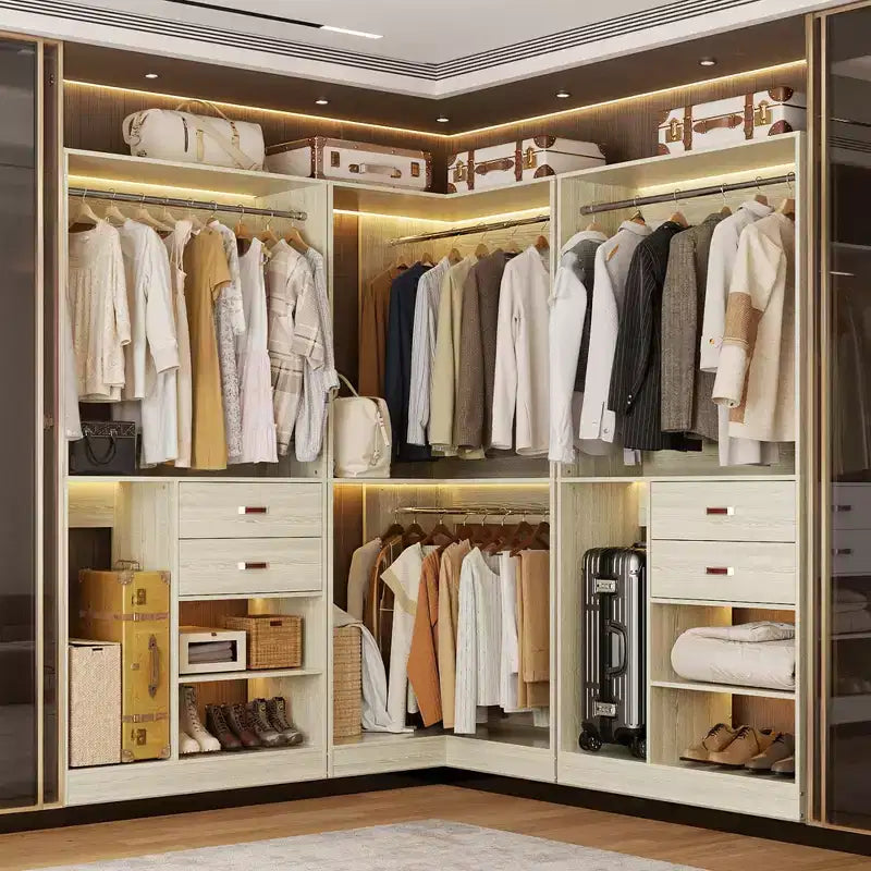 Système d'organisation de placard Besiost 40 pouces avec tiroirs, armoire autoportante avec tringles de suspension