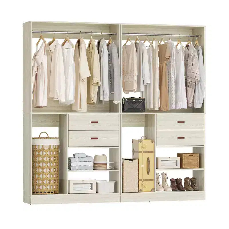 Système d'organisation de placard Besiost 40 pouces avec tiroirs, armoire autoportante avec tringles de suspension