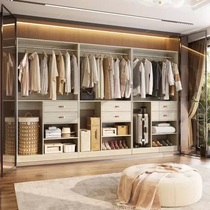 Système d'organisation de placard Besiost 40 pouces avec tiroirs, armoire autoportante avec tringles de suspension