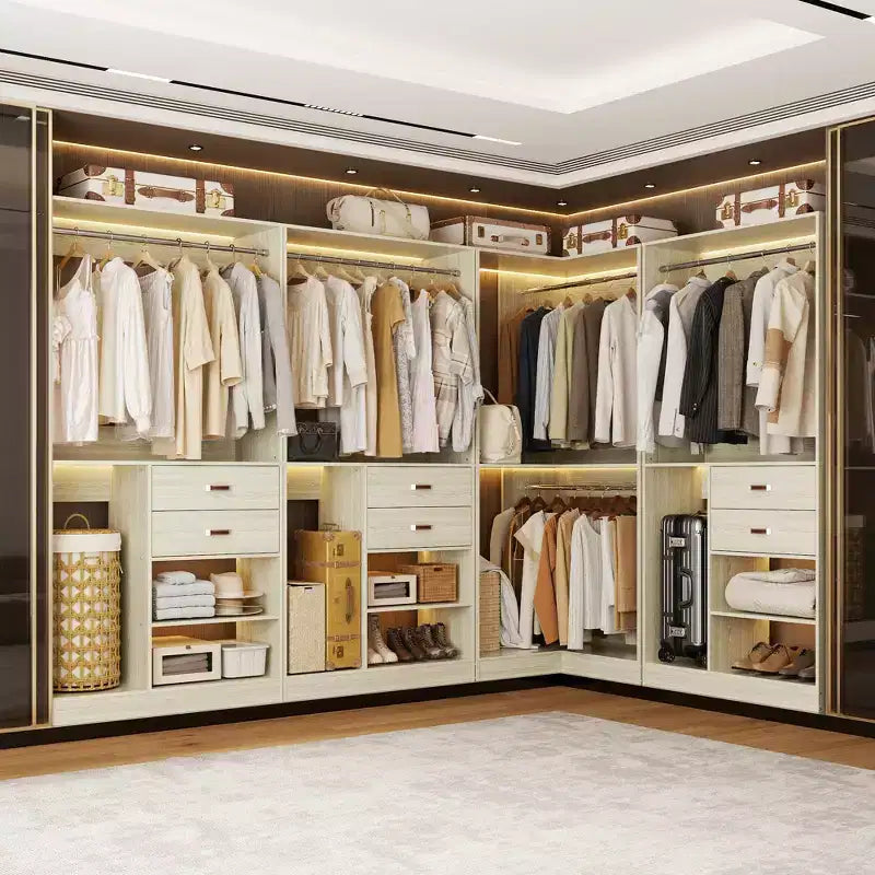 Système d'organisation de placard Besiost 40 pouces avec tiroirs, armoire autoportante avec tringles de suspension