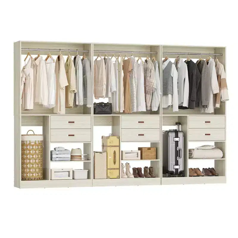 Système d'organisation de placard Besiost 40 pouces avec tiroirs, armoire autoportante avec tringles de suspension