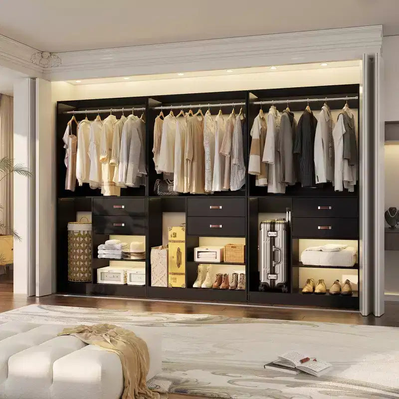 Système d'organisation de placard Besiost 40 pouces avec tiroirs, armoire autoportante avec tringles de suspension