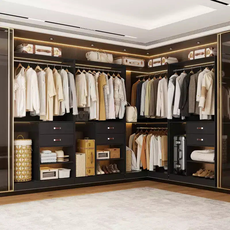 Système d'organisation de placard Besiost 40 pouces avec tiroirs, armoire autoportante avec tringles de suspension