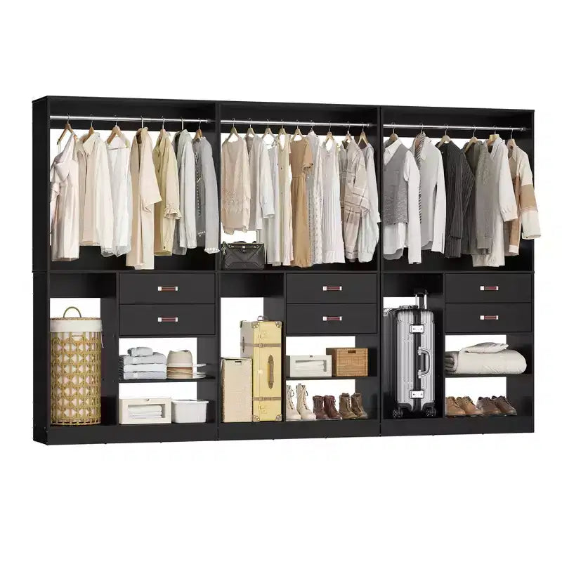 Système d'organisation de placard Besiost 40 pouces avec tiroirs, armoire autoportante avec tringles de suspension