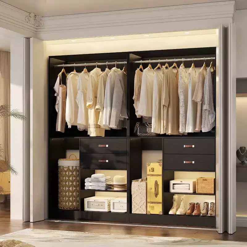 Système d'organisation de placard Besiost 40 pouces avec tiroirs, armoire autoportante avec tringles de suspension