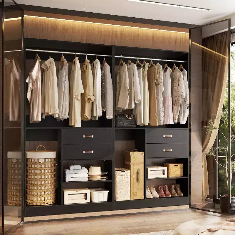 Système d'organisation de placard Besiost 40 pouces avec tiroirs, armoire autoportante avec tringles de suspension