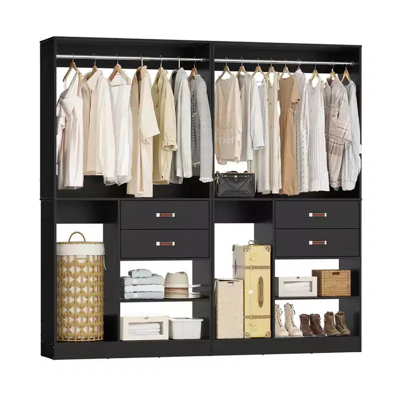 Système d'organisation de placard Besiost 40 pouces avec tiroirs, armoire autoportante avec tringles de suspension