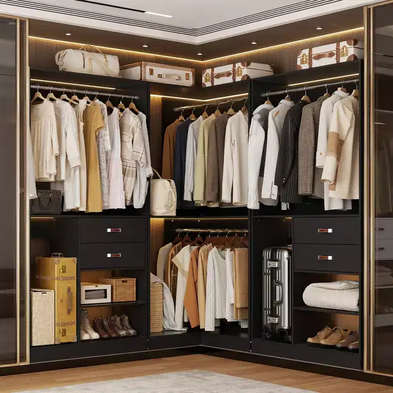 Système d'organisation de placard Besiost 40 pouces avec tiroirs, armoire autoportante avec tringles de suspension
