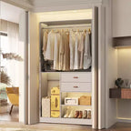 Système d'organisation de placard Besiost 40 pouces avec tiroirs, armoire autoportante avec tringles de suspension