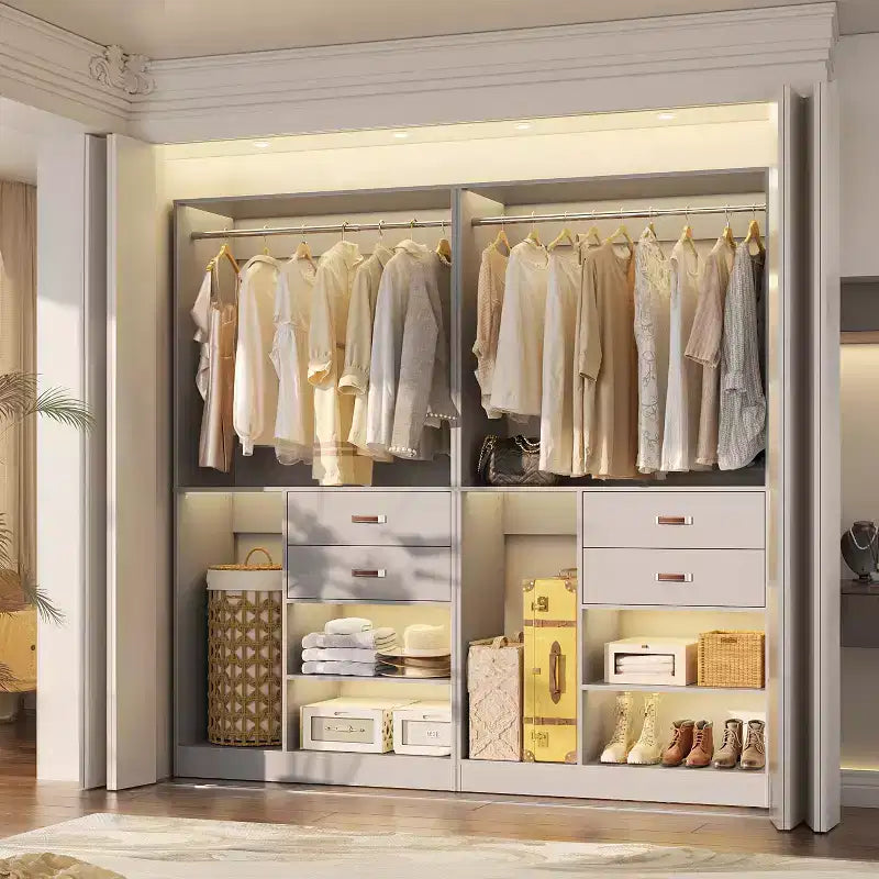 Système d'organisation de placard Besiost 40 pouces avec tiroirs, armoire autoportante avec tringles de suspension