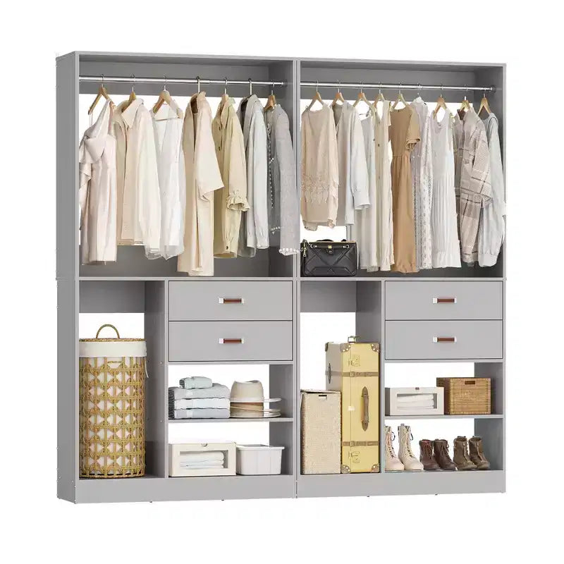 Système d'organisation de placard Besiost 40 pouces avec tiroirs, armoire autoportante avec tringles de suspension