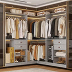 Système d'organisation de placard Besiost 40 pouces avec tiroirs, armoire autoportante avec tringles de suspension