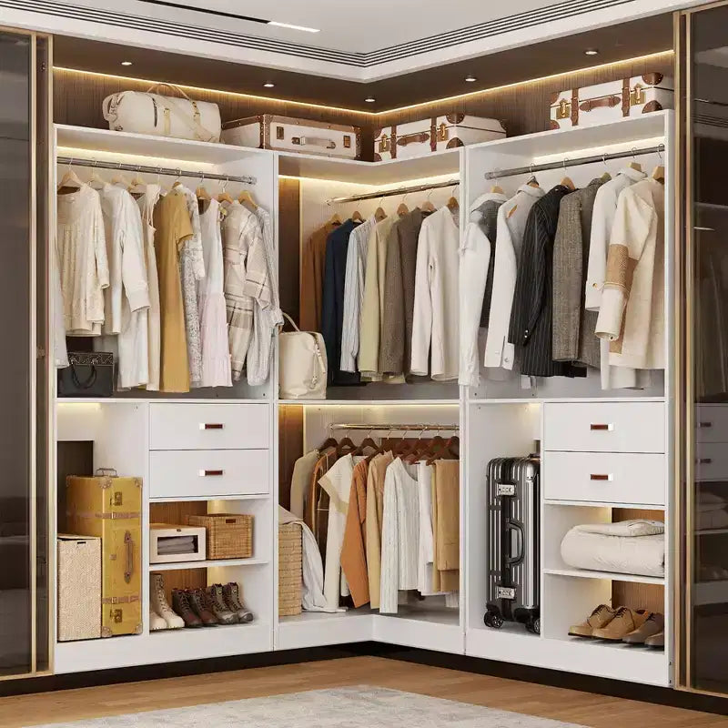 Système d'organisation de placard Besiost 40 pouces avec tiroirs, armoire autoportante avec tringles de suspension