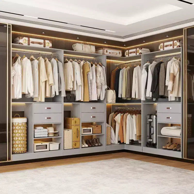 Système d'organisation de placard Besiost 40 pouces avec tiroirs, armoire autoportante avec tringles de suspension