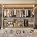 Système d'organisation de placard Besiost 40 pouces avec tiroirs, armoire autoportante avec tringles de suspension
