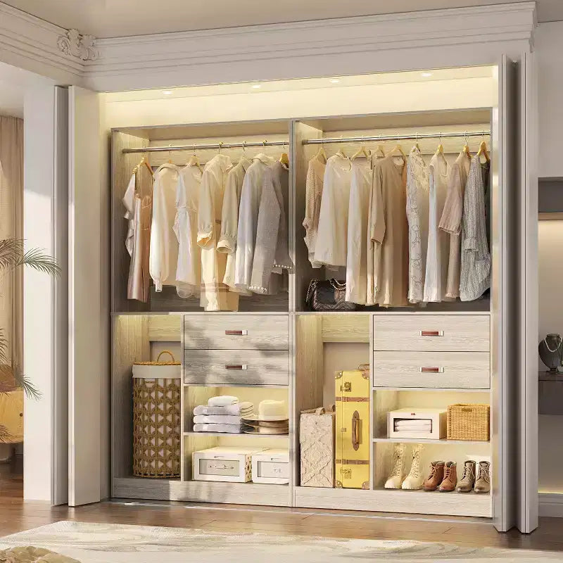 Système d'organisation de placard Besiost 40 pouces avec tiroirs, armoire autoportante avec tringles de suspension