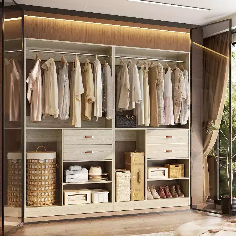 Système d'organisation de placard Besiost 40 pouces avec tiroirs, armoire autoportante avec tringles de suspension