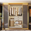Besiost 40-In Closet Organizer System with Drawers, Freestanding Wardrobe with Hanging Rods