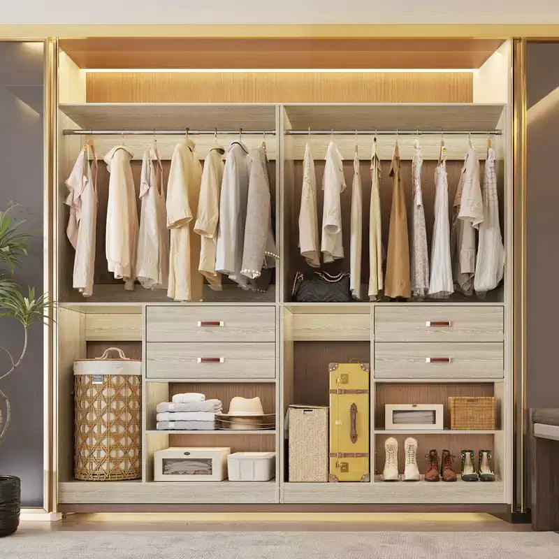 Système d'organisation de placard Besiost 40 pouces avec tiroirs, armoire autoportante avec tringles de suspension