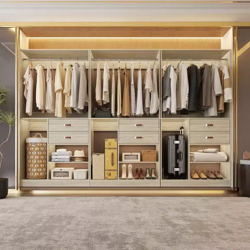 Système d'organisation de placard Besiost 40 pouces avec tiroirs, armoire autoportante avec tringles de suspension
