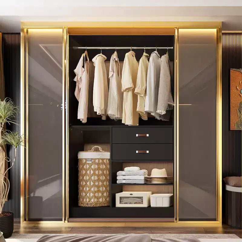 Système d'organisation de placard Besiost 40 pouces avec tiroirs, armoire autoportante avec tringles de suspension