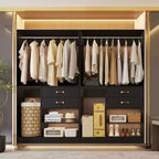 Système d'organisation de placard Besiost 40 pouces avec tiroirs, armoire autoportante avec tringles de suspension