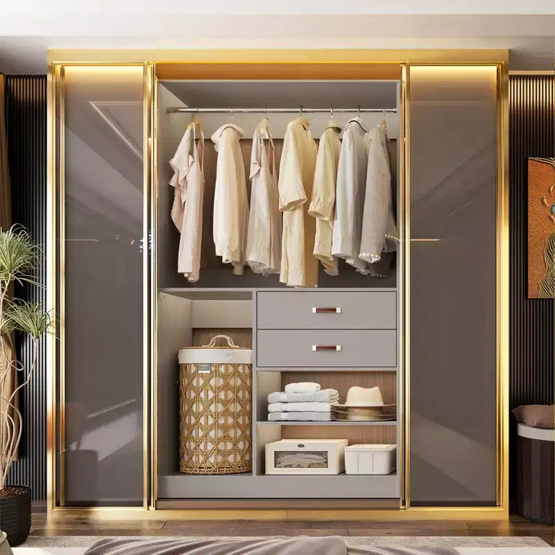 Système d'organisation de placard Besiost 40 pouces avec tiroirs, armoire autoportante avec tringles de suspension