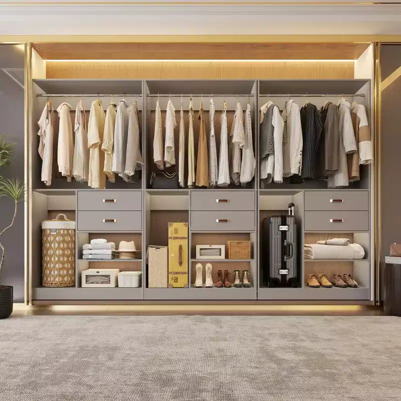 Système d'organisation de placard Besiost 40 pouces avec tiroirs, armoire autoportante avec tringles de suspension