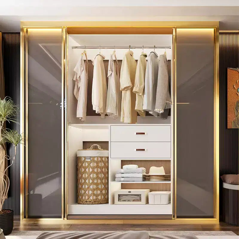 Système d'organisation de placard Besiost 40 pouces avec tiroirs, armoire autoportante avec tringles de suspension