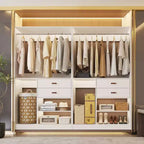 Système d'organisation de placard Besiost 40 pouces avec tiroirs, armoire autoportante avec tringles de suspension