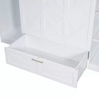 Lit escamotable double avec étagères de chevet et armoire, lit pliant en bois pour chambre d'amis et bureau à domicile, blanc