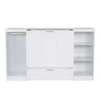 Lit escamotable double avec étagères de chevet et armoire, lit pliant en bois pour chambre d'amis et bureau à domicile, blanc