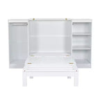 Lit escamotable double avec étagères de chevet et armoire, lit pliant en bois pour chambre d'amis et bureau à domicile, blanc